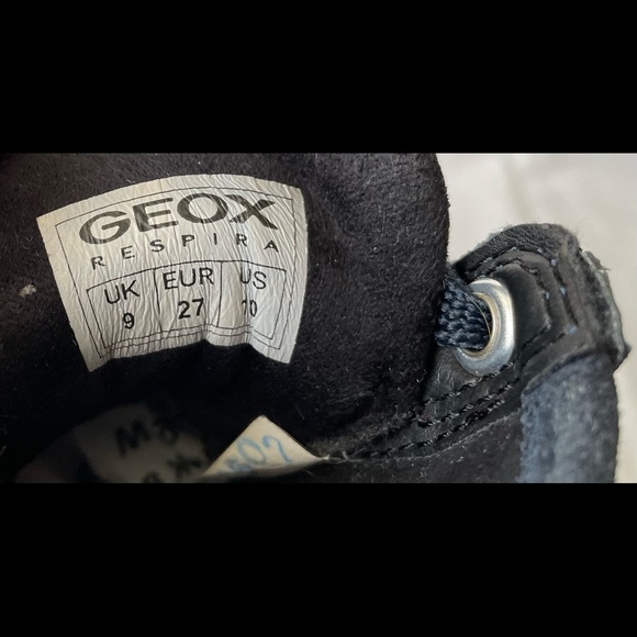 Geox Blue Suede patent leather laced high top sneakers white rubber sole - Picture 5 of 5